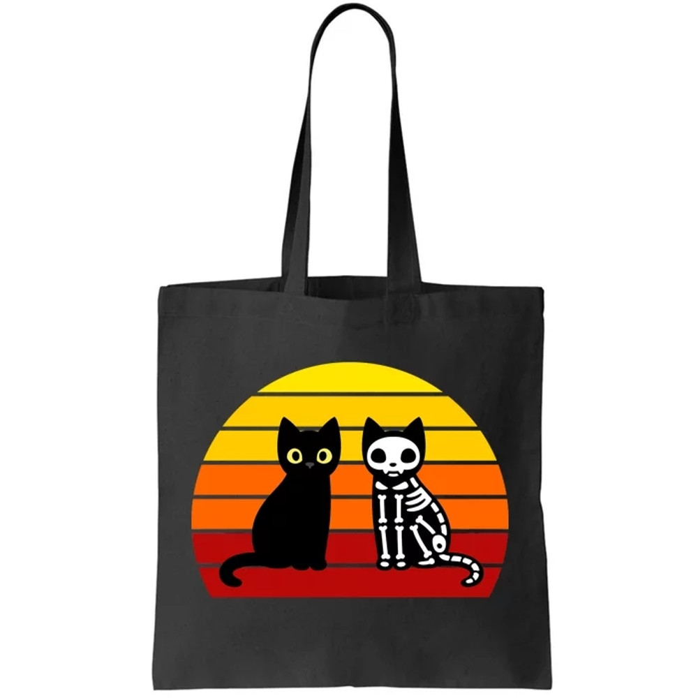 Black Cat Sunset Skeleton Tote Bag.jpg
