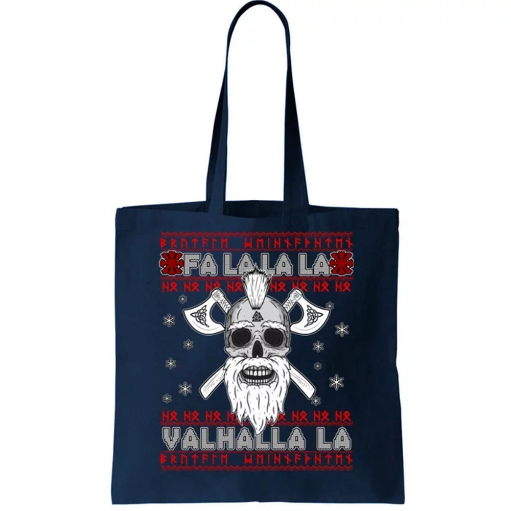 Christmas Valhalla Viking Valknut Skull Ugly Sweater Tote Bag.jpg