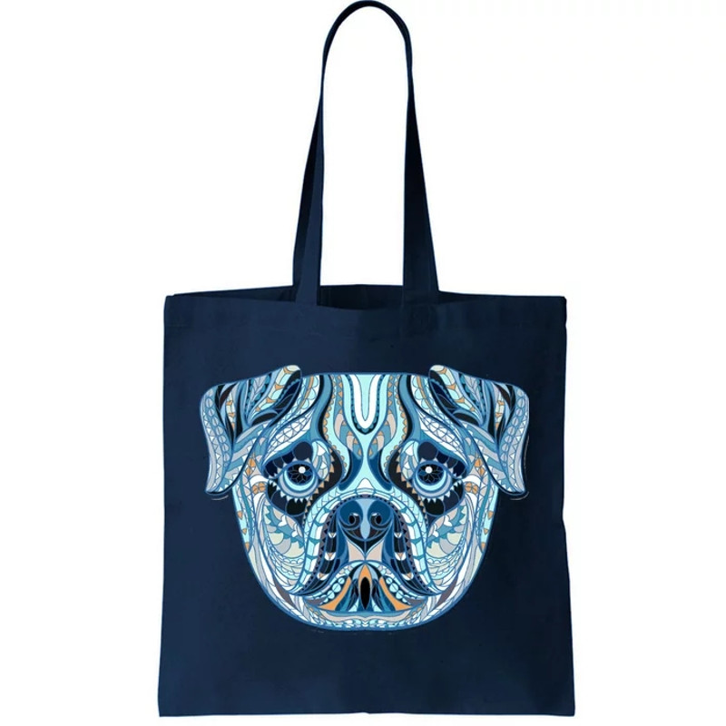 Cool Ethnic Trippy Pug Dog Face Tote Bag.jpg
