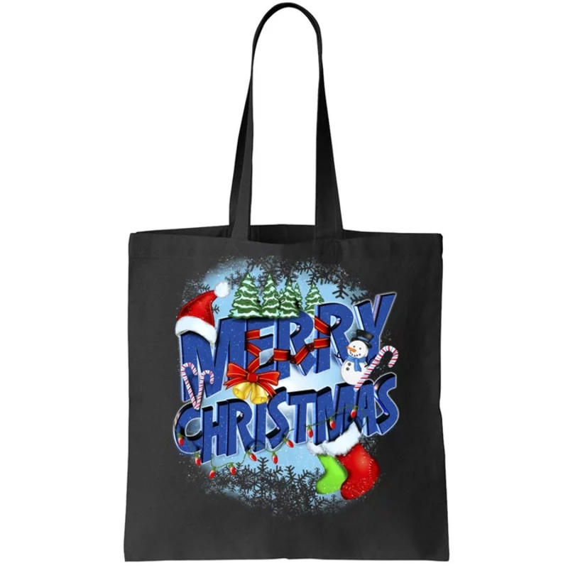 Cute Merry Christmas Word Decoration Tote Bag.jpg