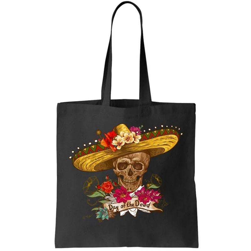 Day Of The Dead Mexican Skull Tote Bag.jpg