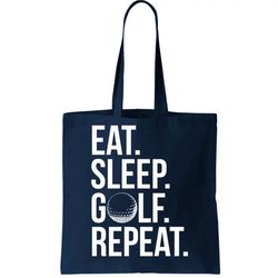 eat sleep golf repeat tote bag