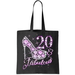 fabulous and 20 sparkly shiny heel 20th birthday tote bag