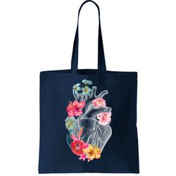 Flower Heart Floral Tote Bag