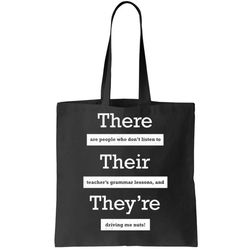 funny grammar teacher tote bag