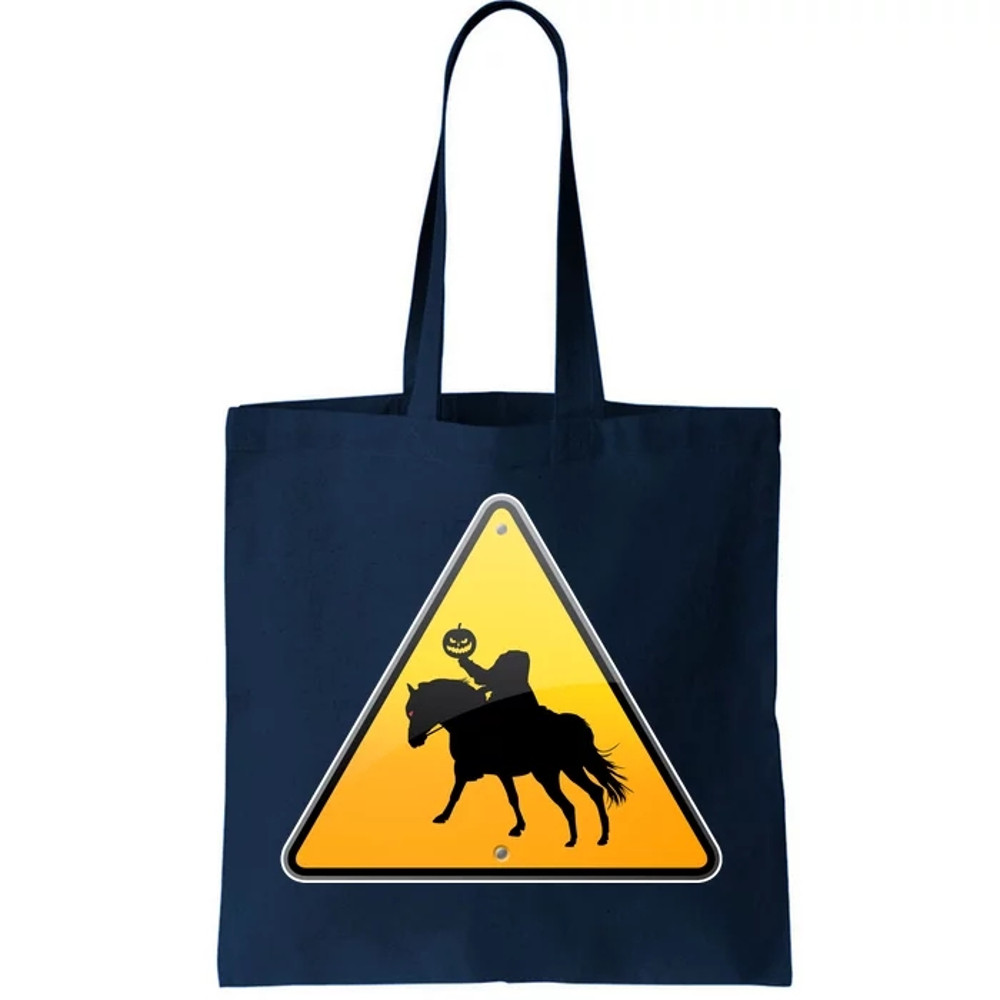 Funny Halloween Headless Horseman Crossing Tote Bag.jpg