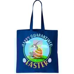 happy quarantined easter bunny with mask and egg tote bag