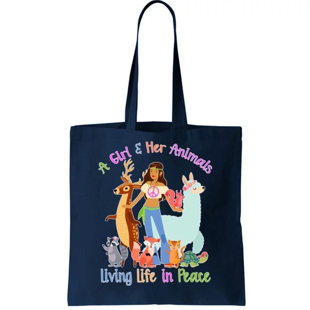 Hippie Girl And Her Animals Living Life Tote Bag.jpg