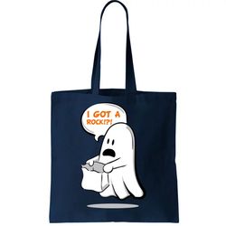 i got a rock halloween ghost trick or treat tote bag