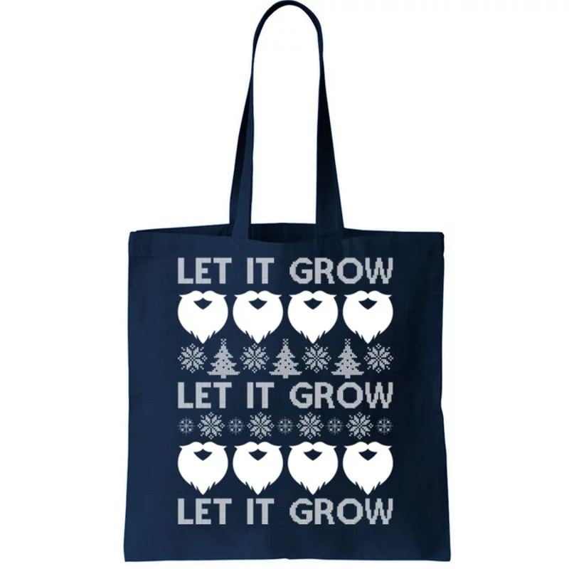 Let It Grow Santa Beard Ugly Christmas Sweater Tote Bag.jpg