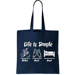 Life Is Simple Bike Beer Bed Tote Bag