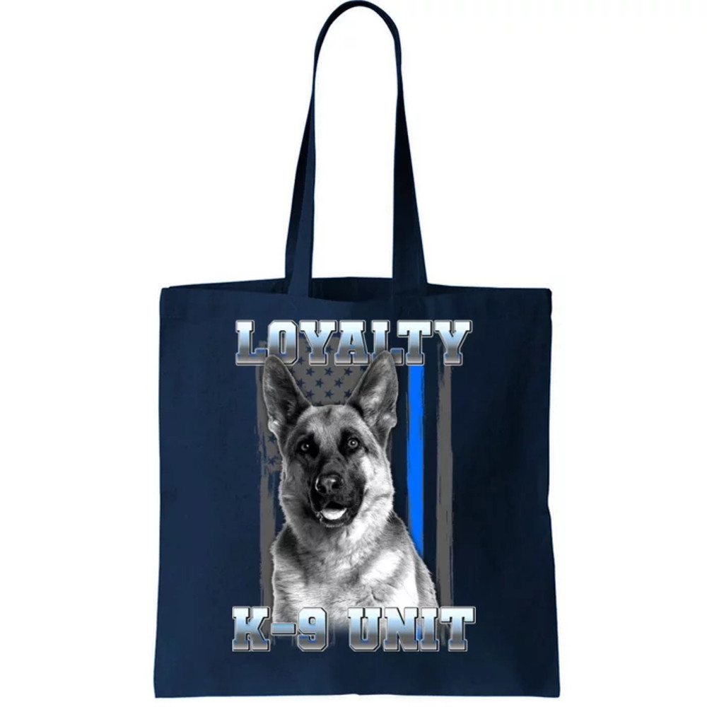 Loyalty K-9 Unit German Shepard Thin Blue Line Flag Tote Bag.jpg