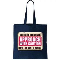 Official Teenager Approach With Caution Tote Bag