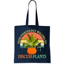 retro introverted but willing to discuss plants tote bag