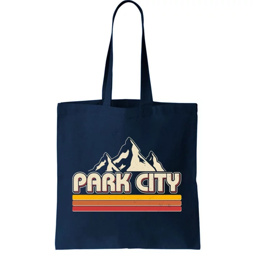 Retro Vintage Park City Utah Mountain Logo Tote Bag.jpg