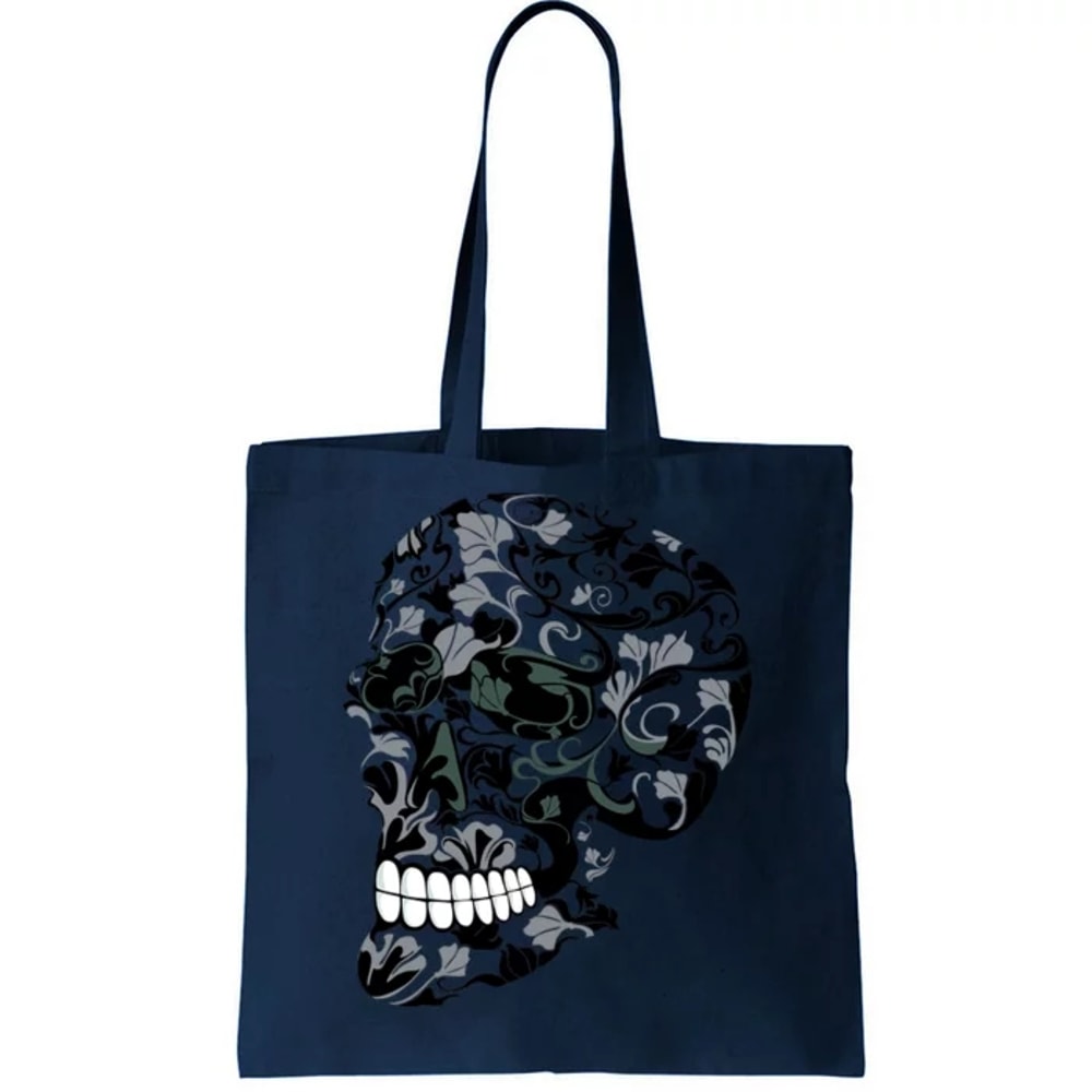 Skull With Flowers Day of the Dead Tote Bag.jpg