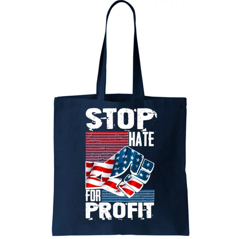 Stop Hate for Profit USA Flag Fist Tote Bag.jpg