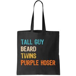 tall guy beard twins purple hoser tote bag