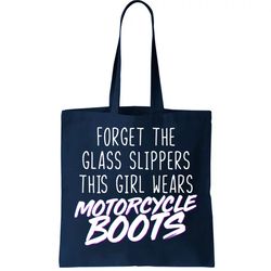 this girl wears motorcycle boots tote bag