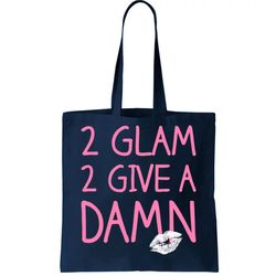 too glam to give a damn lipstick kiss mark tote bag