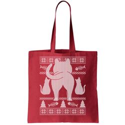 Ugly Christmas Sweater Festive Cat Butt Tote Bag