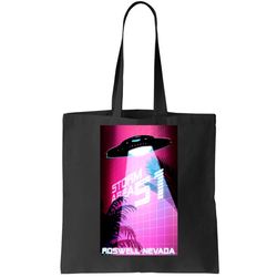 vaporwave storm area 51 ufo tote bag