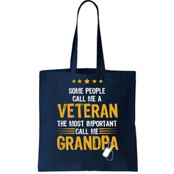 veteran grandpa tote bag