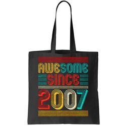vintage awesome since 2007 happy 12th birthday tote bag