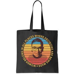 vintage emblem ruth bader ginsburg quote women belongs in all place tote bag
