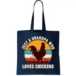 vintage just a grandpa who loves chickens tote bag