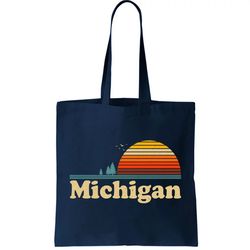 Vintage Retro Michigan Sunset Logo Tote Bag