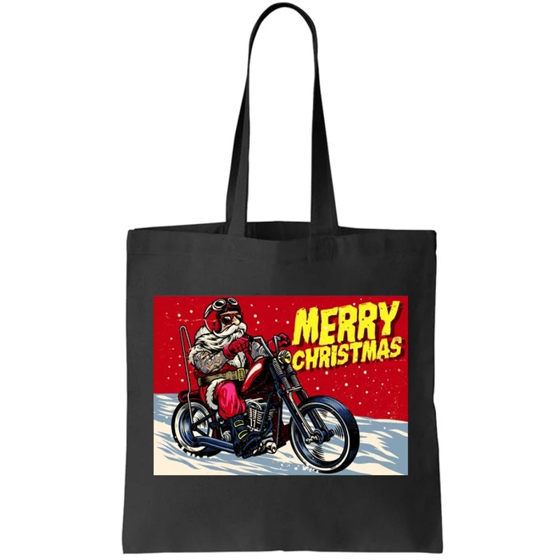 Vintage Santa Biker Riding Chopper Tote Bag.jpg