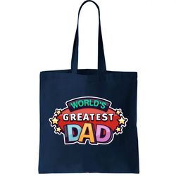 worlds greatest dad colorful fathers day tote bag