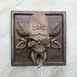 Fountain pirate for pool Water emitter Water feature for pool Water spout Pirate plaque