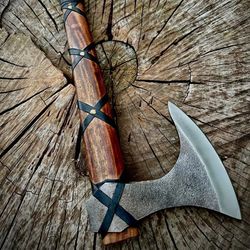 Personalized Viking Axe with Wooden Box Custom Bearded Battleaxe Smith Forged Handcrafted Gift for Birthday Wedding Anni