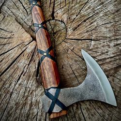 personalized viking axe with wooden box custom bearded battleaxe smith forged handcrafted gift for birthday wedding anni