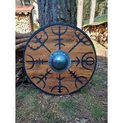 Medieval Viking Shield, Shield Viking Wall Art Gift For Him/ Her Vikings Shield,Wooden Viking Round Shield, Gift him