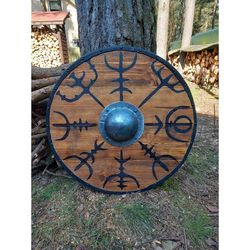 medieval viking shield, shield viking wall art gift for him/ her vikings shield,wooden viking round shield, gift him