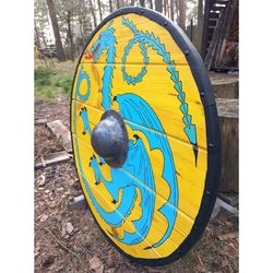 medieval viking shield, shield viking wall art gift for him/ her vikings shield, wooden viking round shield, gift