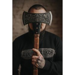 Double axe BERSERKER, viking battle axe, viking axe, handforged axe, ragnar axe, berserker axe