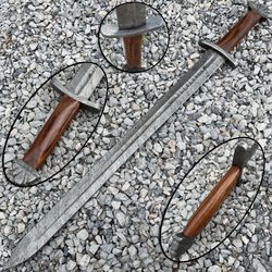 Custom Handmade Damascus Steel Vikings Sword, Sharp blade sword, battle ready sw