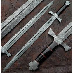 Hand Forged Damascus Steel Viking Sword Sharp / Battle Ready Medieval Sword, Northmen Viking Sword With Scabbard | Gift
