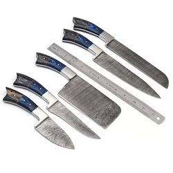 Kitchen Knives Set Handmade Damascus Steel Knives with Silver Handle