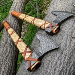 Viking Axe . 2 Hand Forged Damascus Axes | Vikings Axes