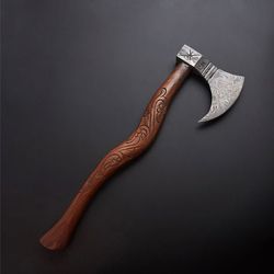 Damascus Steel Viking Axe | Custom Handmade Gift Axe with Rosewood Shaft | Ideal Present for Him | Viking Axe | Axe Axe