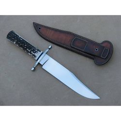 Custom Hand Forged D2 Steel 15 inch Bowie Hunting Knife With Stag Horn Handle