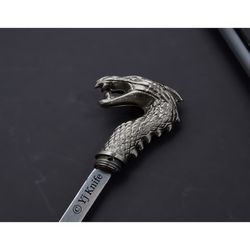 custom hand forged, high carbon steel sword stick, dragon head functional walking canes, cane swords, with sheath