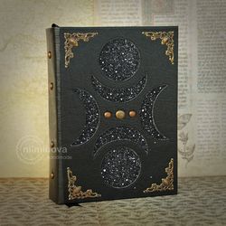 Crescent Moon cycle notebook Moon phase journal Full moon diary Lunar book Witchcraft Pagan spell book New moon magic