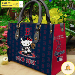 boston red sox kitty women leather hand bag, custom bag