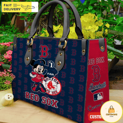 boston red sox minnie women leather hand bag, custom bag